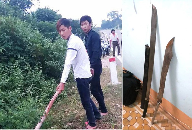 Bắt khẩn cấp 20 đối tượng đánh chết trung úy công an Đối tượng Khánh và Sang bị bắt khẩn cấp vì có liên quan đến vụ hỗn chiến gây ra cái chết cho Trung úy Công an và hung khí các đối tượng đã sử dụng vào vụ gây rối bị thu giữ tại CQĐT
