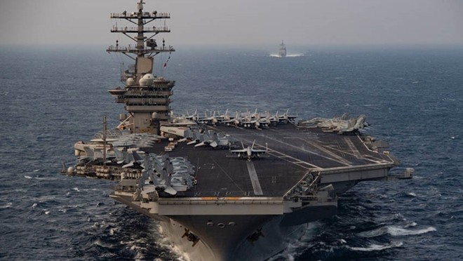 Mỹ đưa tàu sân bay đến sát Iran giữa lúc 'nước sôi lửa bỏng' Tàu sân bay USS Nimitz của quân đội Mỹ. Ảnh: AP