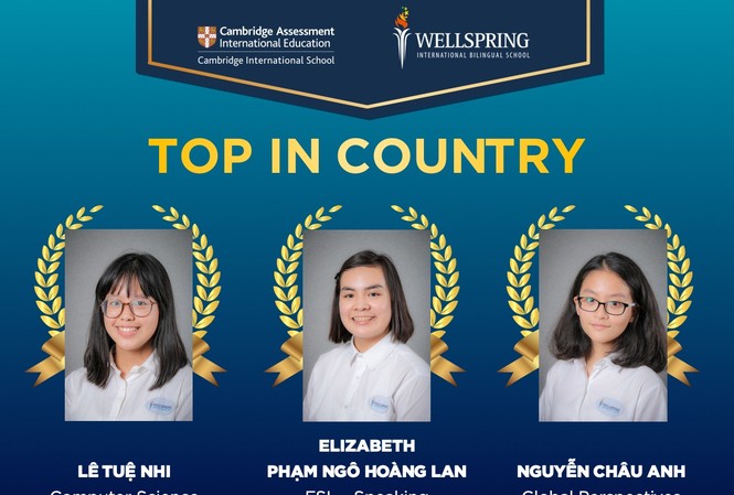 Một trường có 3 học sinh đạt giải cao nhất quốc gia trong kỳ thi IGCSE Ba học sinh tiêu biểu của trường WellSpring tại kỳ thi IGCSE