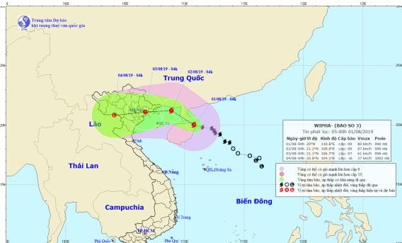Bão số 3 chuyển hướng, nhiều khả năng đổ bộ vào Móng Cái Dự báo vị trí và đường đi của bão ở thời điểm hiện tại.