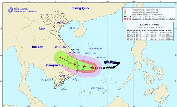 Bão số 6 cách đất liền 300km, cảnh báo ngập úng các đô thị Dự báo đường đi vào vùng ảnh hưởng của bão số 6.
