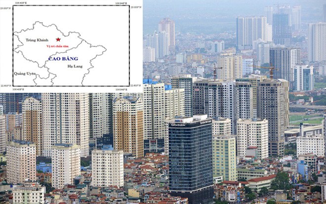 Hé lộ nguyên nhân Hà Nội rung chấn: Động đất từ Cao Bằng Bản đồ tâm chấn trận động đất sáng nay tại Cao Bằng (ảnh nhỏ).