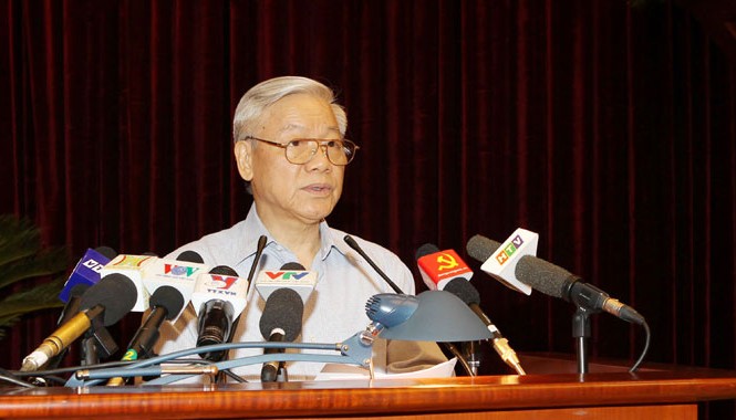 Phải chống tham nhũng ngay trong các cơ quan chống tham nhũng(*) Tổng Bí thư Nguyễn Phú Trọng, Trưởng ban Chỉ đạo Trung ương về phòng, chống tham nhũng phát biểu tại hội nghị. Ảnh: Trí Dũng
