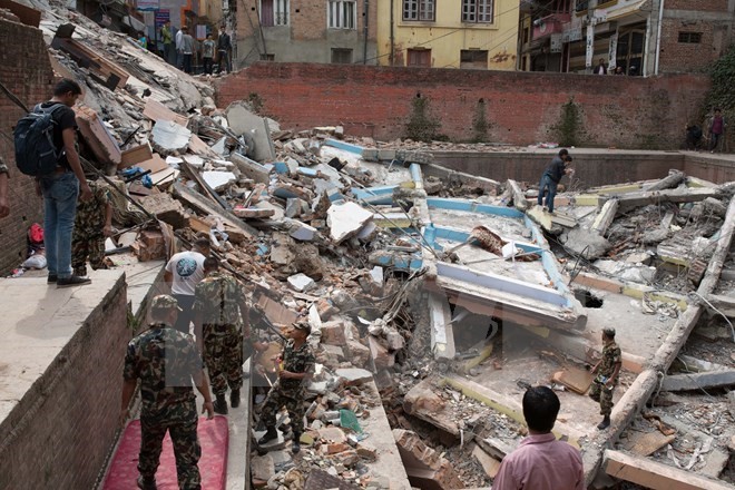 Mỹ đưa thủy quân lục chiến tới Nepal cứu trợ thảm họa động đất Trận động đất kinh hoàng gây thiệt hại nặng nề tại Nepal. (Ảnh: AFP/TTXVN)