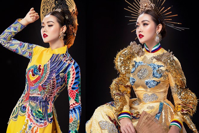 Cận cảnh bộ quốc phục đẹp nhất Hoa hậu Quốc tế 2019 của Tường San Tường San trở thành mỹ nhân Việt thứ hai giành giải Quốc phục .