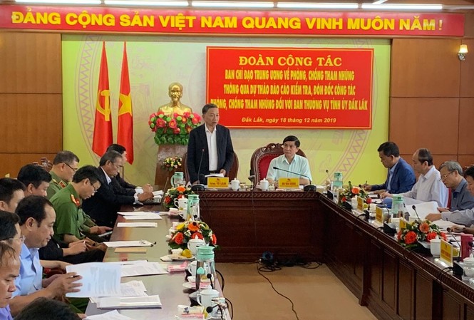 Ban chỉ đạo Trung ương về phòng, chống tham nhũng làm việc tại Đắk Lắk Toàn cảnh buổi làm việc
