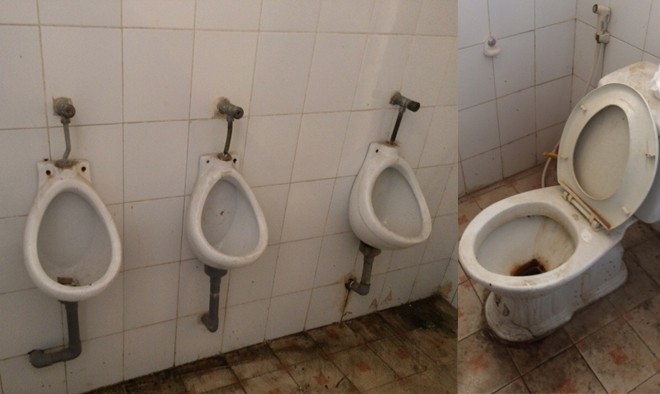 Ám ảnh nhà vệ sinh trường học Nhà vệ sinh bốc mùi, hư hỏng tại Trường THCS Tân Triều (Hà Nội).
