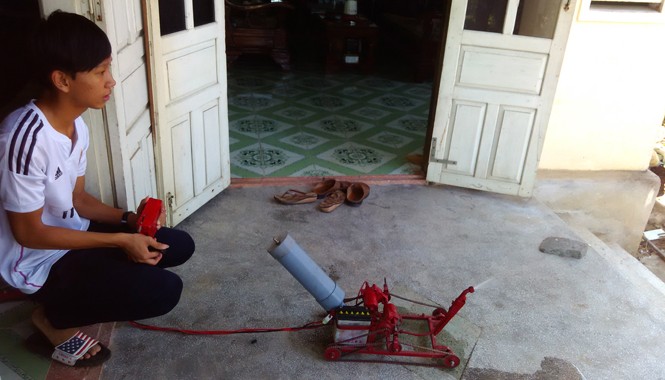 Học sinh lớp 9 chế tạo rô-bốt cứu hỏa Rô-bốt cứu hỏa của Tuấn. Ảnh: Nguyễn Trang