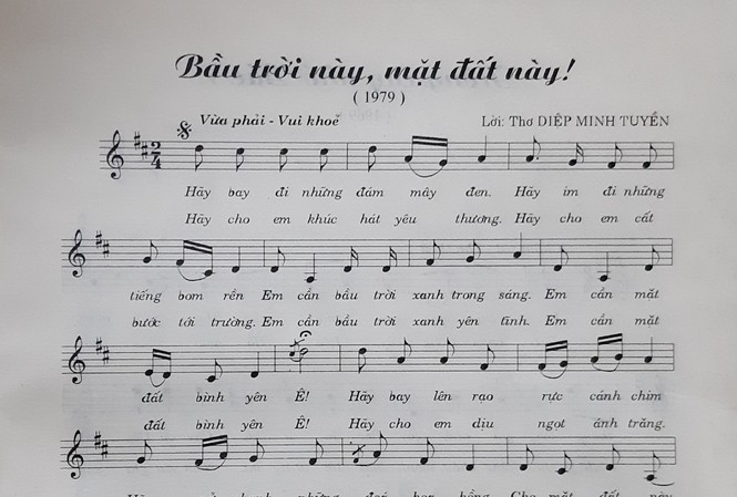 Tiết lộ về bài hát 'Việt Nam, bầu trời này, mặt đất này' Nhạc và lời bài hát “Bầu trời này, mặt đất này”