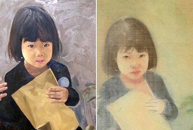 Nghi vấn tranh giả chữ ký hoạ sĩ Giáng Hương: Tại anh, tại ả Bức sơn dầu bên phải và bức tranh lụa có chữ ký nghi vấn giả mạo cố họa sĩ Vũ Giáng Hương