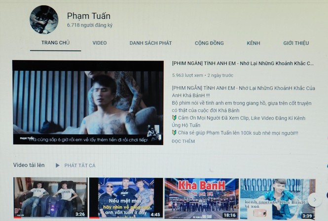 Giới showbiz cũng câu like nhờ giang hồ Kênh Youtube của P.T có hơn 6,6 nghìn người đăng ký theo dõi