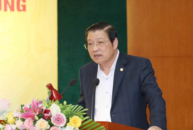 Giám sát việc thực thi quyền lực của người có chức vụ, quyền hạn Đồng chí Phan Đình Trạc, Bí thư Trung ương Đảng, Phó Trưởng Ban Thường trực Ban Chỉ đạo Trung ương về phòng, chống tham nhũng, Trưởng Ban Nội chính Trung ương phát biểu kết luận Hội thảo Ảnh: TTXVN