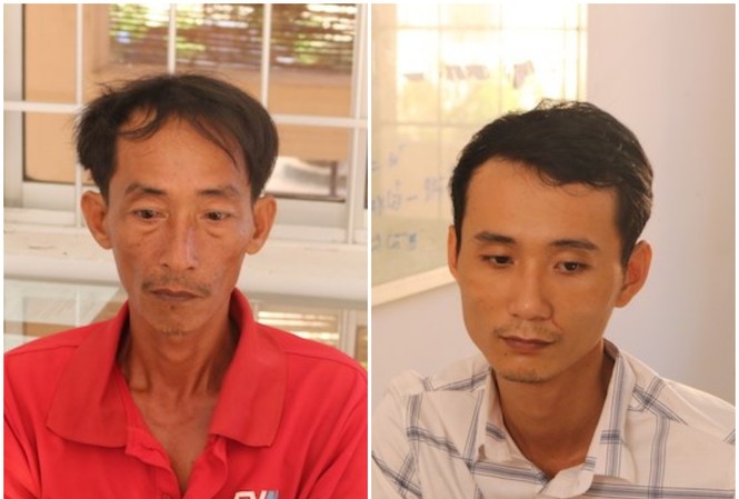 Người đàn ông tử vong vì bị em trai dùng xích trói cổ Đối tượng Đổi và Bảnh (từ trái sang phải)