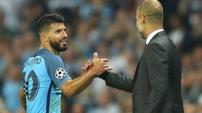 Aguero: 'Tôi ghi nhiều bàn hơn trước nhờ Guardiola' Pep đang nâng tầm cho cả Aguero lẫn Man City. Ảnh: Reuters