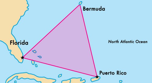 4 vụ mất tích bí ẩn của máy bay, tàu chiến Mỹ tại 'tam giác quỷ' Bermuda Vị trí tam giác quỷ Bermuda. Đồ họa: Big Think.