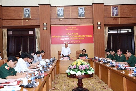 Công bố quyết định kiểm tra đối với Ban Thường vụ Quân ủy Trung ương Phó Thủ tướng Trương Hòa Bình phát biểu tại cuộc làm việc - Ảnh: VGP/Lê Sơn