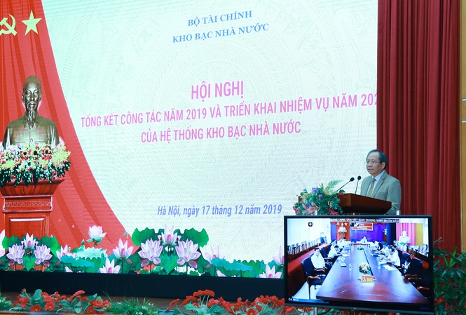 Hệ thống Kho bạc Nhà nước tổ chức Hội nghị trực tuyến tổng kết công tác năm 2019 Thứ trưởng Bộ Tài chính Đỗ Hoàng Anh Tuấn phát biểu chỉ đạo Hội nghị