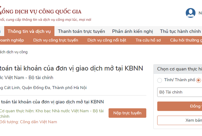 Kho bạc Nhà nước chính thức hoàn thành tích hợp thêm 03 Dịch vụ công trực tuyến mức độ 4 Cổng dịch vụ công Quốc gia