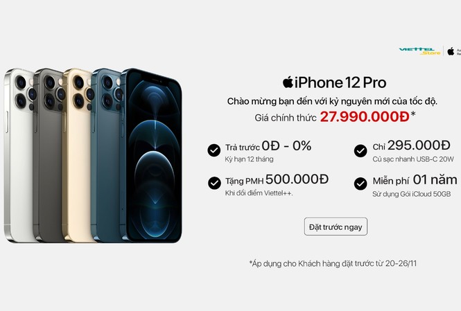 Chỉ còn 1 ngày đặt trước iPhone 12 giá ưu đãi và nhận 50GB iCloud tại Viettel Store Chỉ còn 1 ngày đặt trước iPhone 12 giá ưu đãi và nhận 50GB iCloud tại Viettel Store