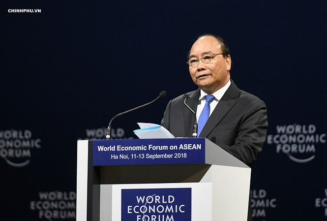Khai mạc WEF ASEAN 2018 - Việt Nam đưa ra nhiều sáng kiến Thủ tướng Nguyễn Xuân Phúc phát biểu khai mạc WEF ASEAN 2018. Ảnh: VGP