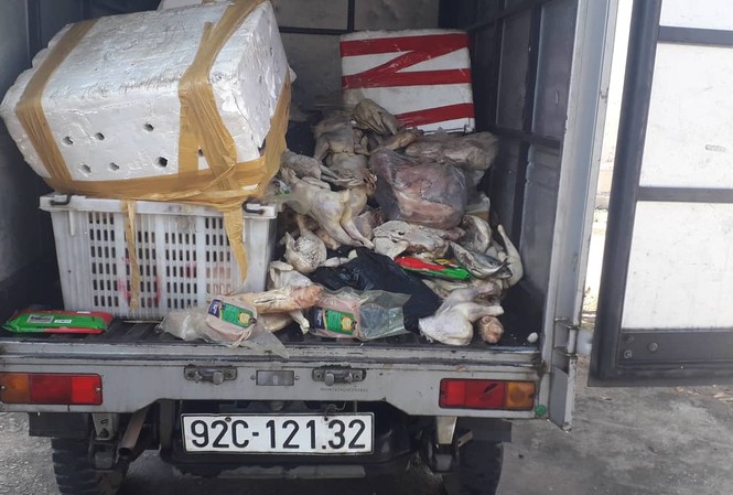 Chở gần 100kg thịt thối rữa lên cầu để đổ trộm thịt đông lạnh thối rửa hai đối tượng chở ra Cầu Khe đổ trộm
