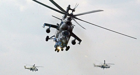 THẾ GIỚI 24H: Nga điều dàn trực thăng đến Syria ngăn Thổ 'manh động' Trực thăng tấn công Mi-24 của Nga. Ảnh: AP