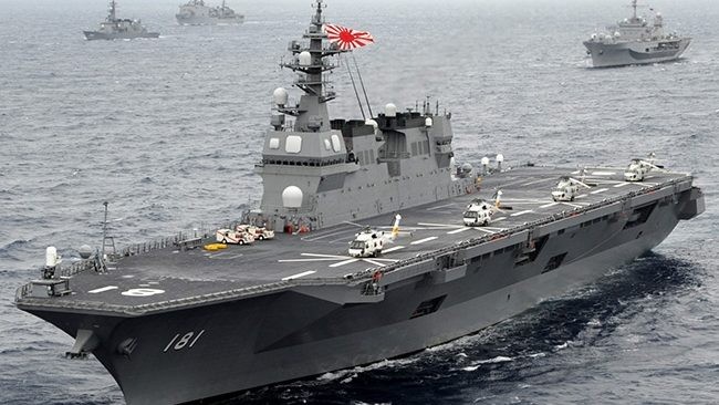 THẾ GIỚI 24H: Nhật Bản bất ngờ đưa quân tới Trung Đông Tàu chiến lớn nhất của Nhật Bản Izumo. Ảnh: Manila Livewire