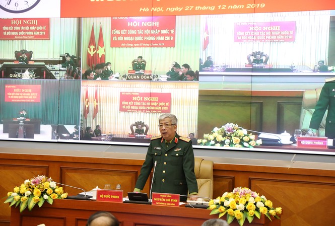 Quân đội tổng kết công tác đối ngoại quốc phòng 2019 Thượng tướng Nguyễn Chí Vịnh phát biểu tại hội nghị