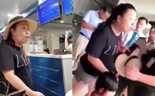 Làm thủ tục giáng cấp nữ đại úy công an lăng mạ nhân viên hàng không Ảnh cắt từ clip