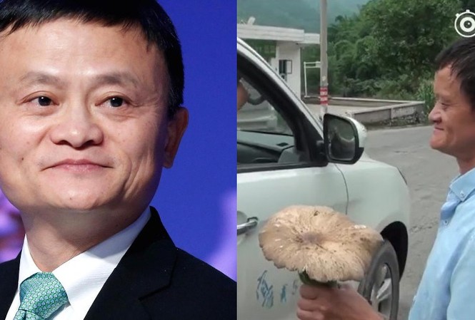 Bản sao tỉ phú Jack Ma đứng giữa đường bán nấm dại Bản sao tỉ phú Jack Ma đứng giữa đường bán nấm dại