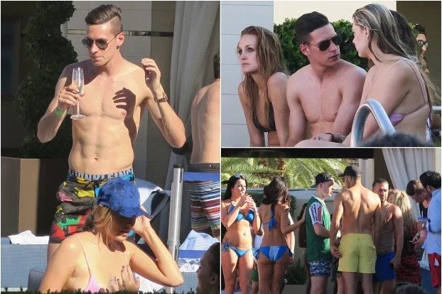 Hậu EURO 2016, bộ 3 tuyển thủ Đức “thác loạn” tại Las Vegas Julian Draxler cùng đồng đội vui vẻ tại Las Vegas.