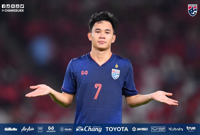 Sao U23 Thái Lan tuyên chiến với mọi đối thủ ở VCK U23 châu Á Tiền đạo Supachok Sarachat của U23 Thái Lan.