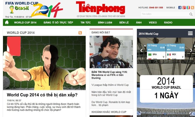 Cùng Tiền Phong đồng hành World Cup Cùng Tiền Phong đồng hành World Cup