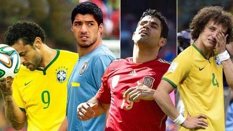 Đội hình gây thất vọng nhất World Cup 2014 Fred, Suarez, Costa và Luiz, những ngôi sao xịt của World Cup