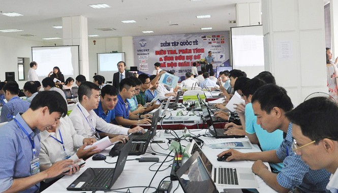 Việt Nam tham gia diễn tập quốc tế chống chiến tranh mạng Các đội của Việt Nam tham gia cuộc diễn tập quốc tế.