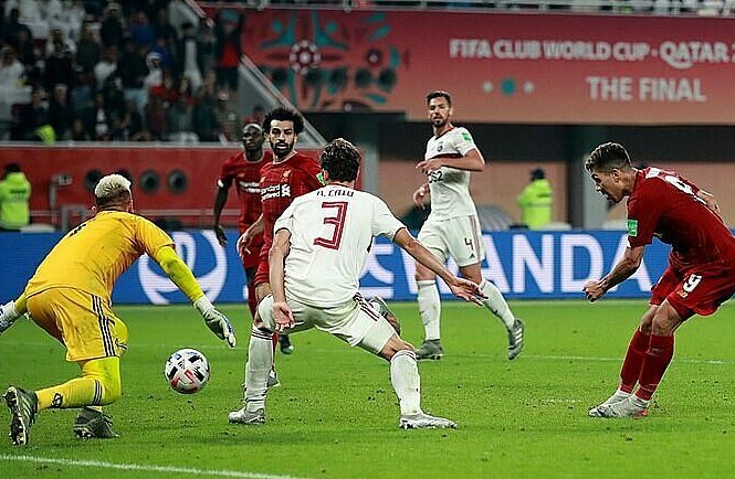Liverpool vô địch FIFA Club World Cup 2019 Pha ghi bàn của Firmino (số 9). Ảnh: PA.