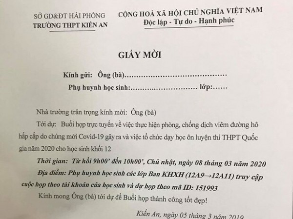 Nghỉ học dài hạn vì dịch COVID-19, nhà trường quyết định tổ chức... họp phụ huynh online Nghỉ học dài hạn vì dịch COVID-19, nhà trường quyết định tổ chức... họp phụ huynh online