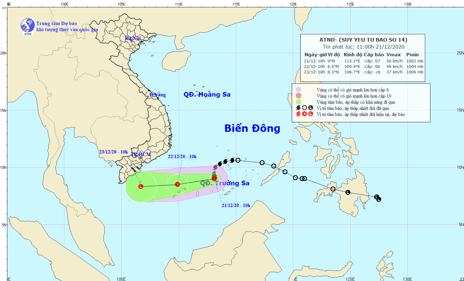 Bão số 14 suy yếu thành áp thấp nhiệt đới