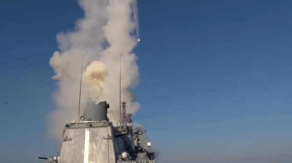 Russia launched a series of Kalibr missiles from a warship attacking Ukraine