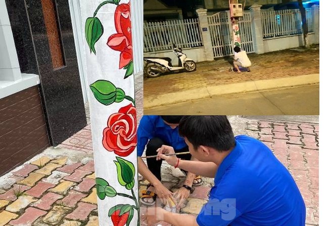 Cột điện 'nở hoa' nhờ bàn tay khéo léo của đoàn viên Cột điện 'nở hoa' nhờ bàn tay khéo léo của đoàn viên