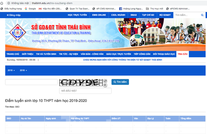 Thái Bình công bố điểm chuẩn vào lớp 10 công lập 'gây sốc' Điểm thi, điểm chuẩn lớp 10 công lập Thái Bình được công bố trên website của Sở GD- ĐT Thái Bình từ tối 15/6 - Ảnh: Hoàng Long