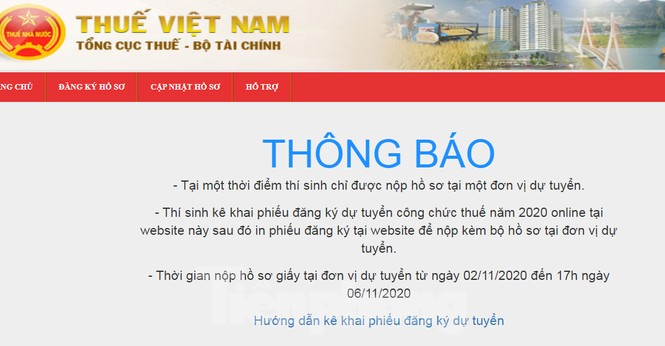 Khai trực tuyến hồ sơ thi tuyển công chức Tổng cục Thuế năm 2020 - ảnh 1