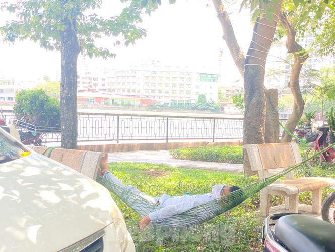 “Săn bóng râm” tranh thủ chợp mắt giữa trưa nắng Hà Nội - ảnh 6