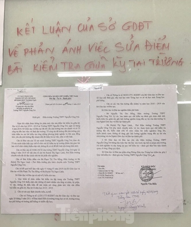 Phê bình lãnh đạo trường THPT Nguyễn Công Trứ vụ giáo viên bị tố sửa điểm học sinh - ảnh 1