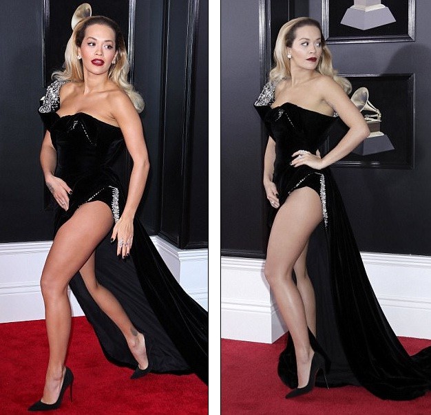 Rita Ora diện váy siêu xẻ quyến rũ hút hồn trên thảm đỏ Grammy ảnh 1