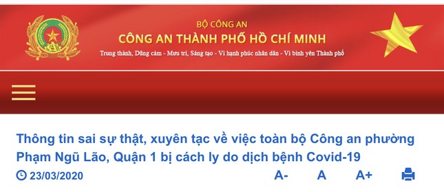 Sự thật thông tin Công an phường Phạm Ngũ Lão bị cách ly do nhiễm Covid-19 ảnh 1