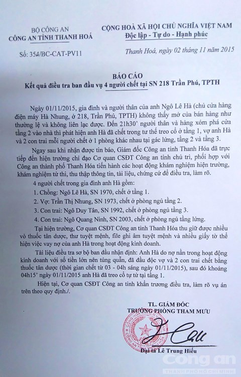 Tìm thấy độc dược trong căn nhà có 4 người chết ở Thanh Hóa ảnh 1