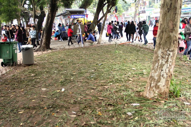 Vườn hoa hồ Gươm bị 'san phẳng' sau đêm giao thừa ảnh 2