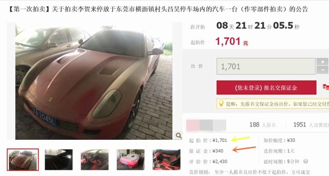 Siêu xe Ferrari 599 GTB bán phế liệu 250 USD tại Trung Quốc ảnh 3