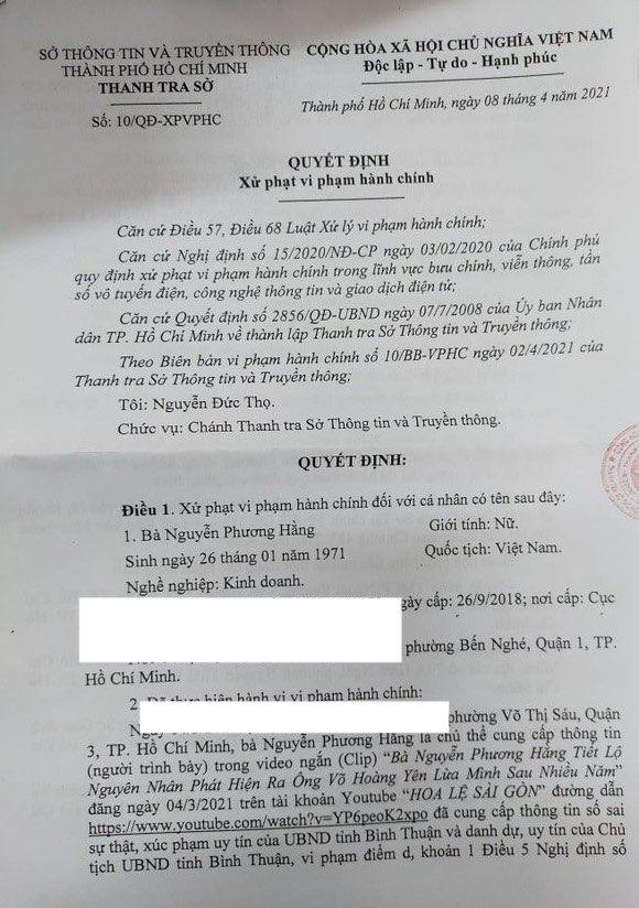 Phát ngôn sai sự thật, vợ ông Dũng 'lò vôi' bị xử phạt ảnh 1